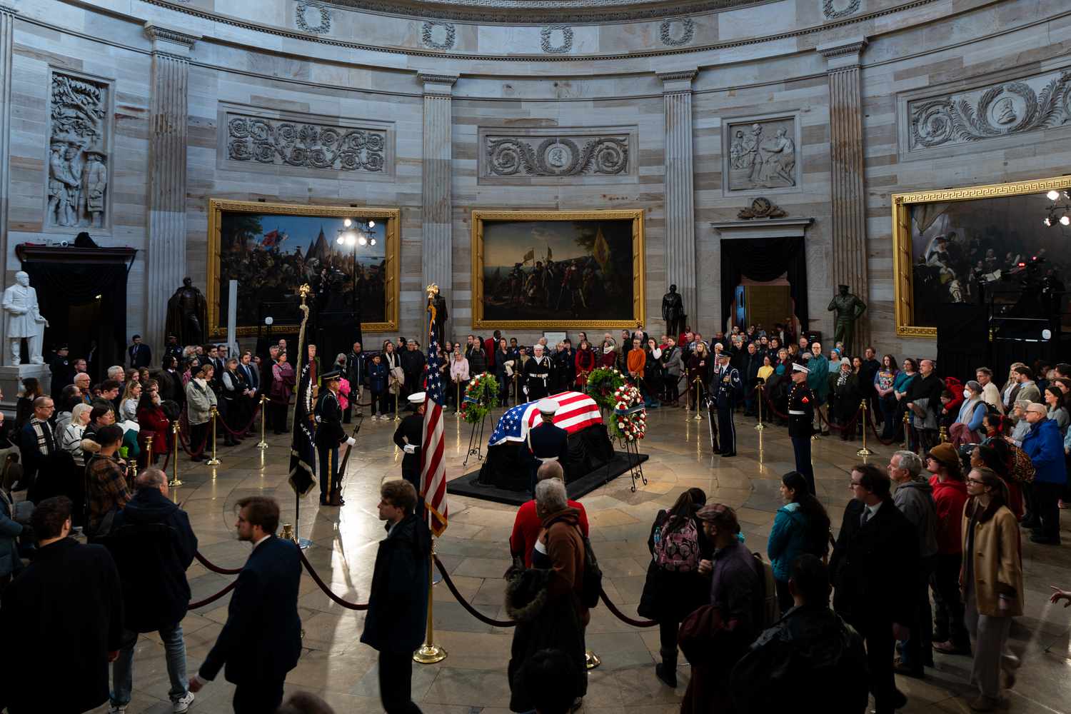 Former President Jimmy Carter lies in state in Washington, D.C., on Wednesday. 