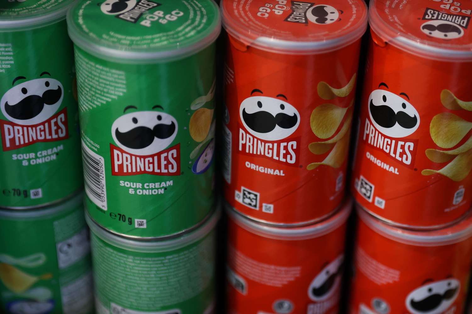 Pringles packaging are seen at the airport in Balice near Krakow, Poland on May 18, 2024