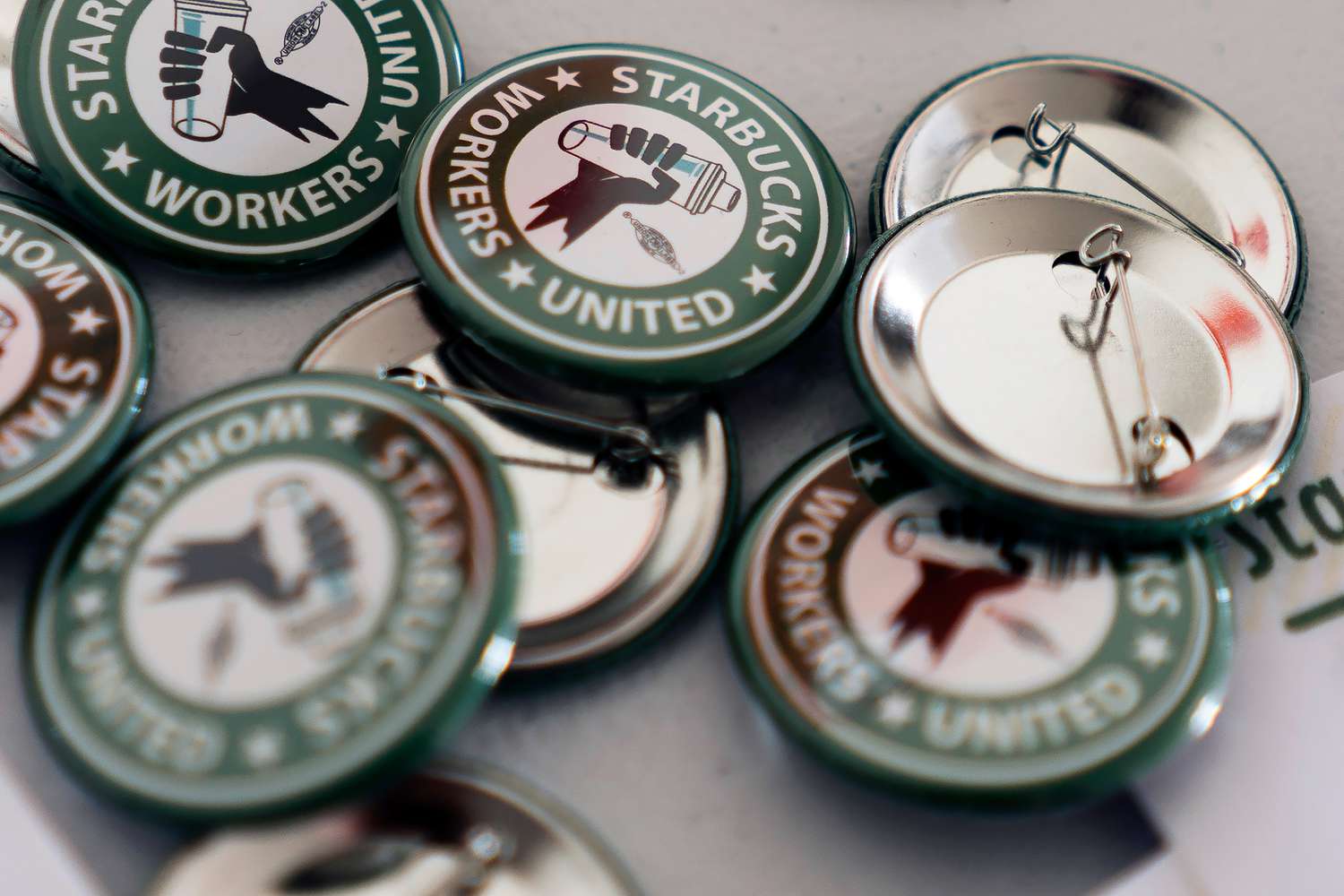 Pins from The Starbucks Workers United hub