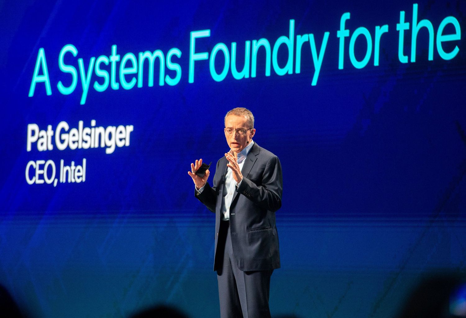 Intel CEO Pat Gelsinger speaks at Intel Foundry Direct Connect.