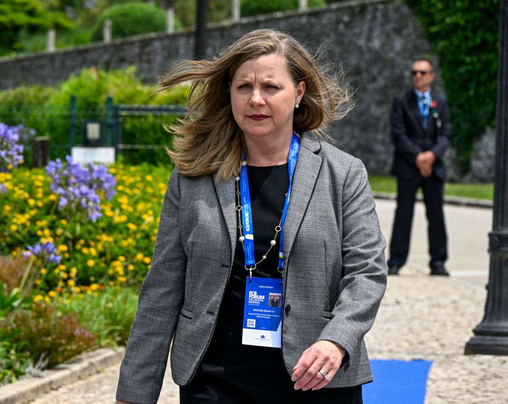 Michelle Bowman, member of the Board of Governors of the Federal Reserve System,arrives to attend the afternoon session on the last day of the 2023 European Central Bank Forum on Central Banking on June 28, 2023, in Sintra, Portugal. 