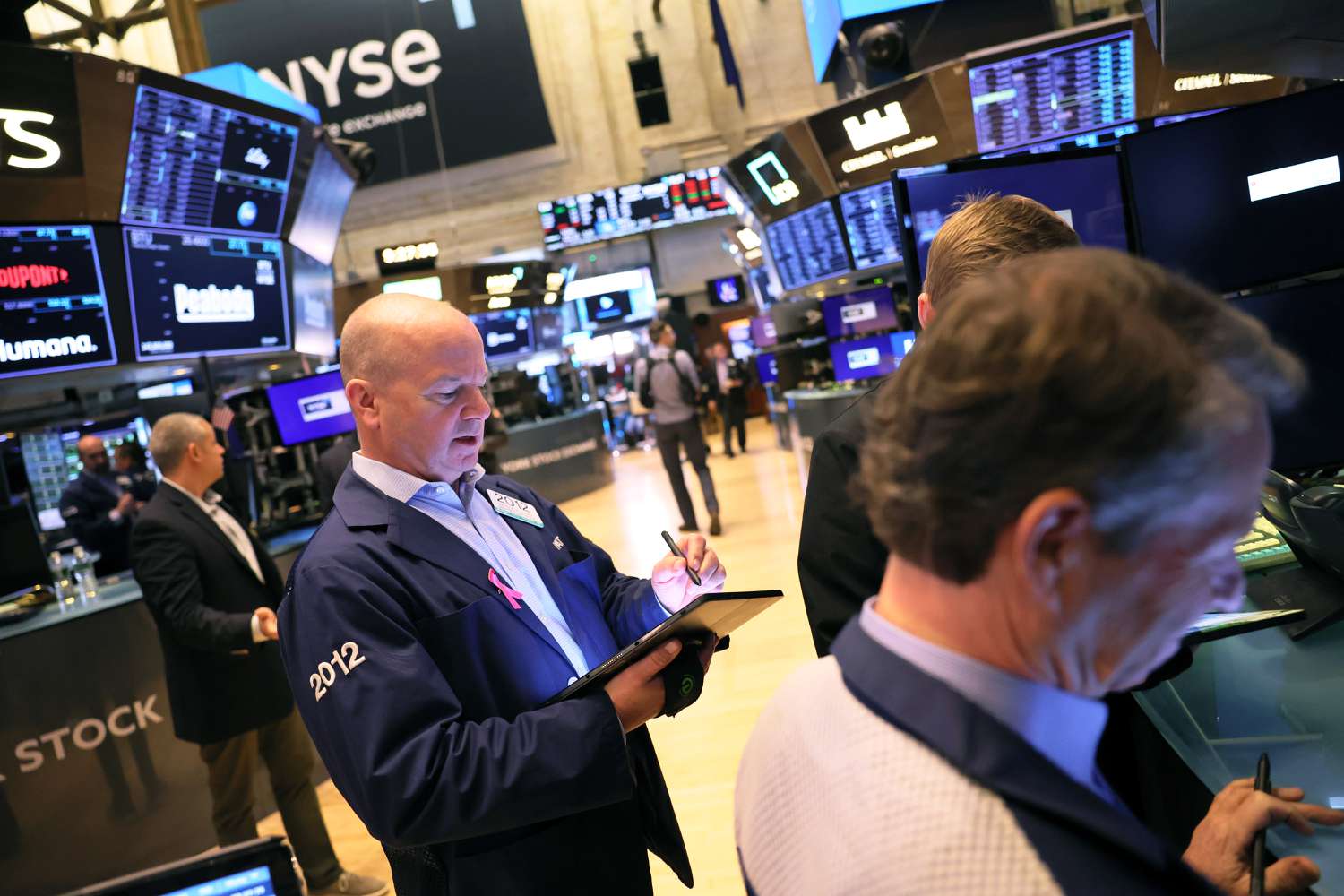 Traders working on the floor of the New York Stock Exchange