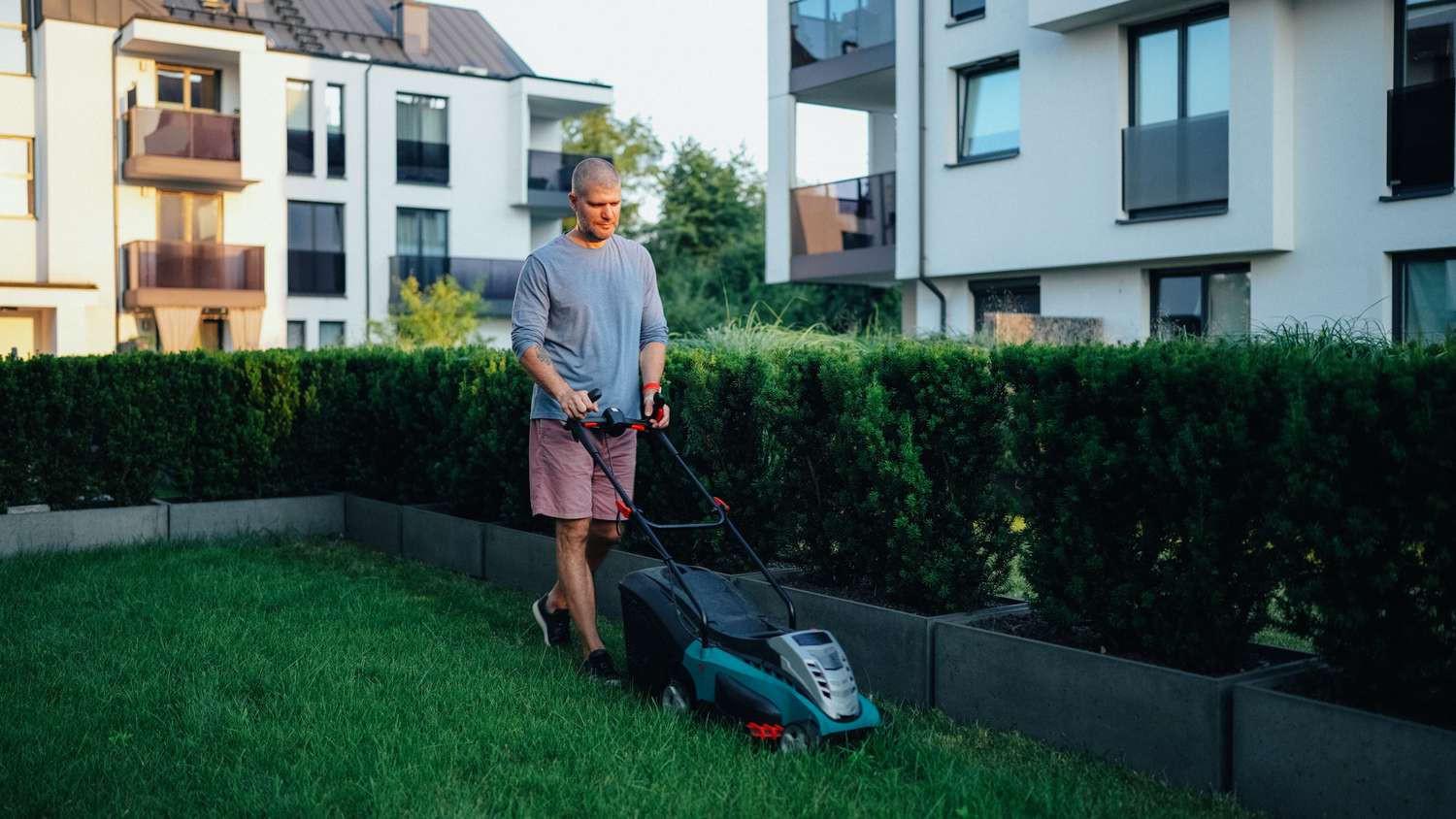Man mowing lawn