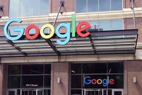 Google company logo on the awning of a building (at 320 North Morgan Street) in the West Loop neighborhood, Chicago, Illinois, April 2018.