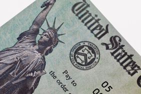 U.S. government check showing the Statue of Liberty and Treasury seal