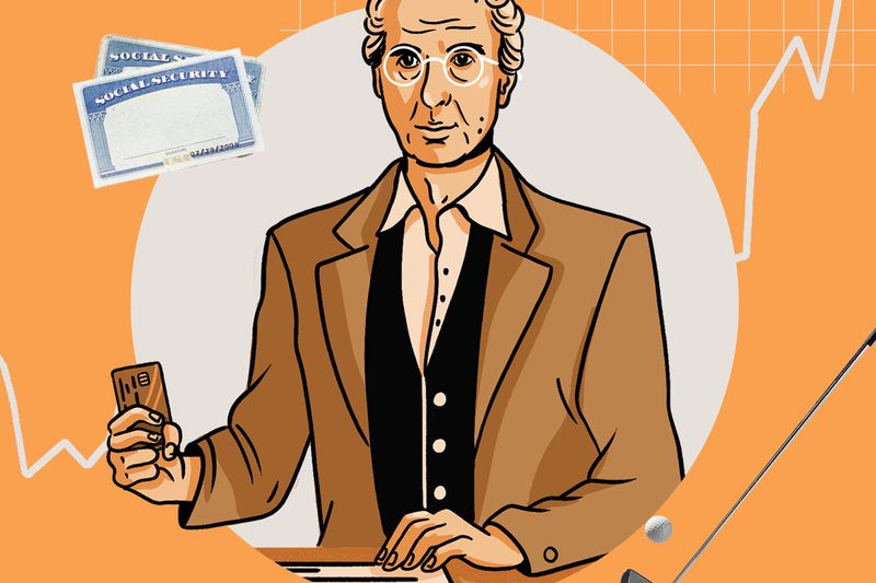 Baby boomer man paying a bill with credit card