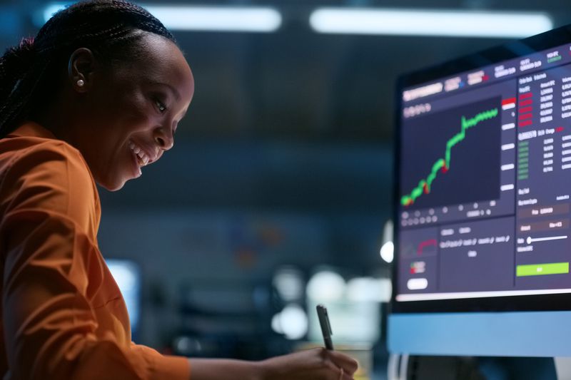 Investor with computer