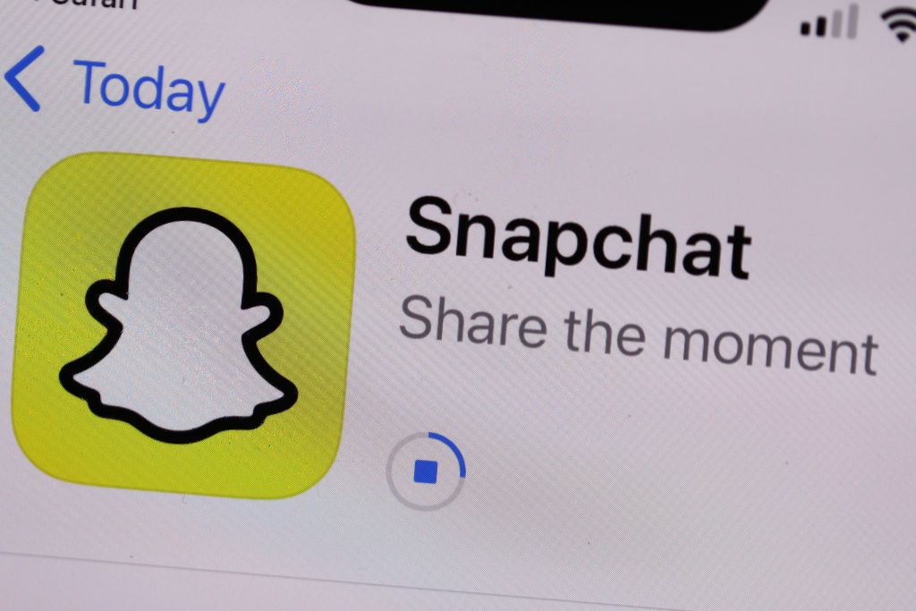 Snapchat being downloaded from an app store.