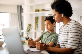 Mother and son setting up a custodial account