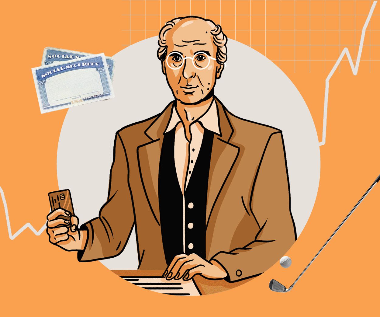 Baby boomer man paying a bill with credit card