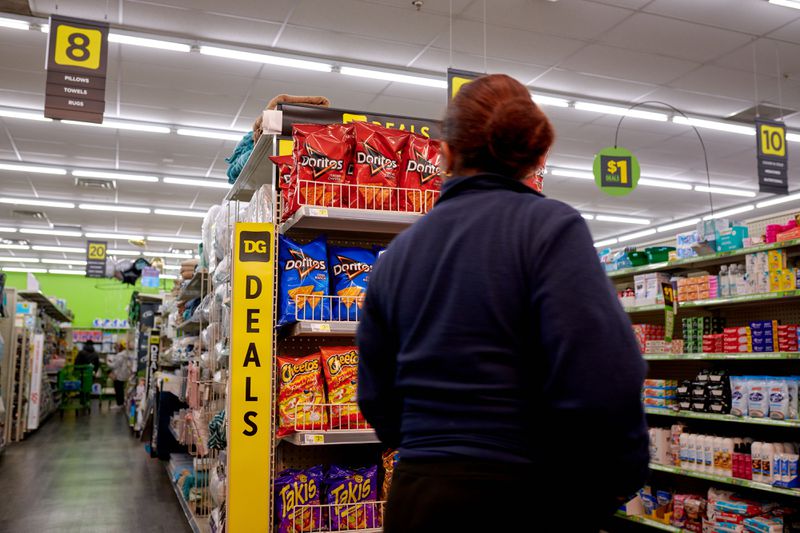 A shopper inside a Dollar General store