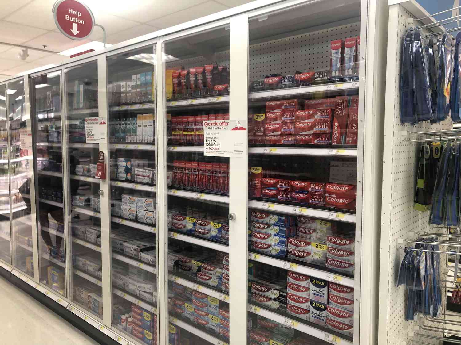 Locked up merchandise, to prevent theft in Target store