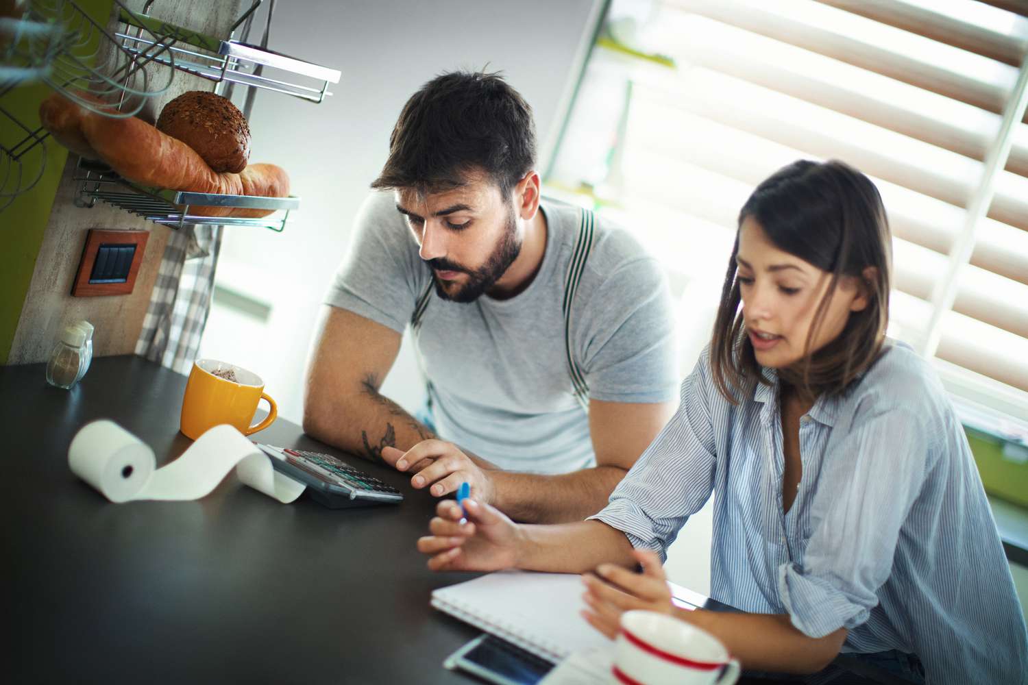 Couple paying bills