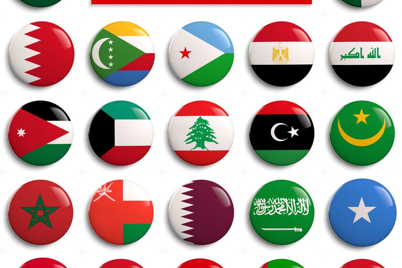 Arab League member states flags.