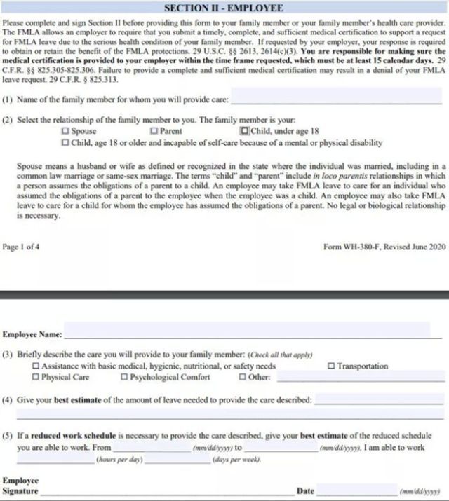 FMLA form