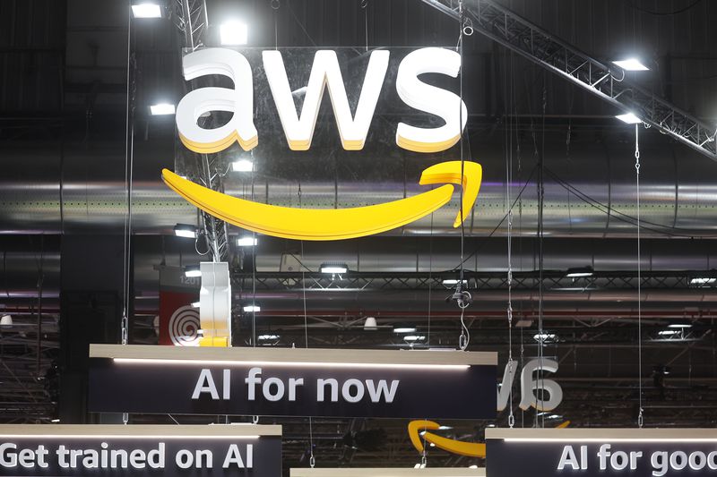 AWS logo displayed during the Viva Technology show in Paris.