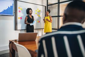 Two women giving a presentation