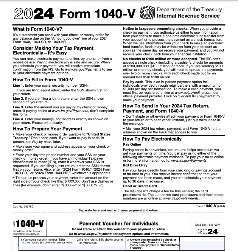 IRS Form 1040-V