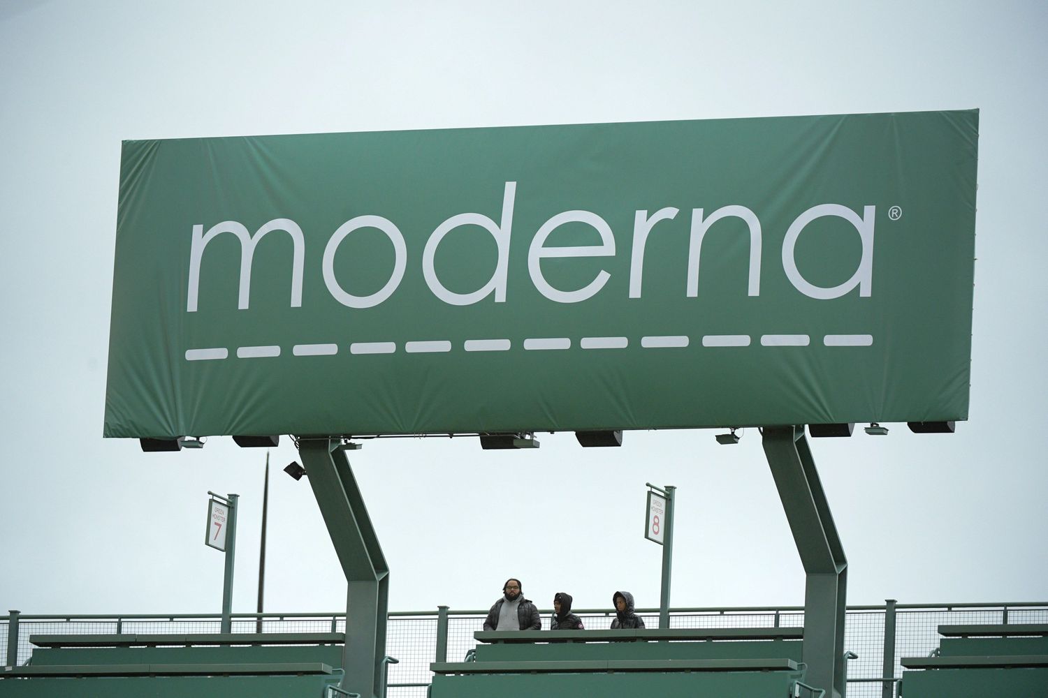 Moderna sign at Fenway Park stadium in Boston