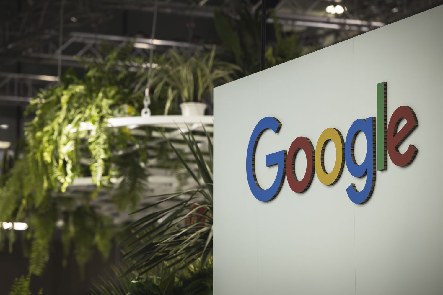 The Google logo on display at an event.