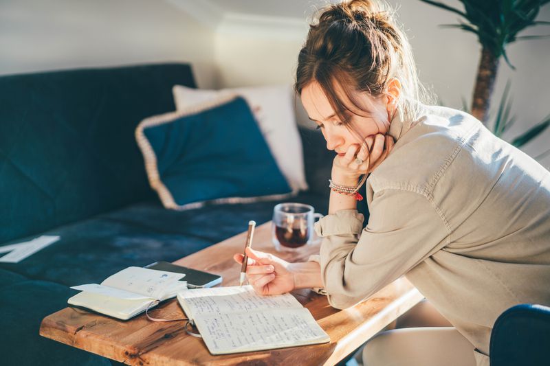 A woman reviews information.