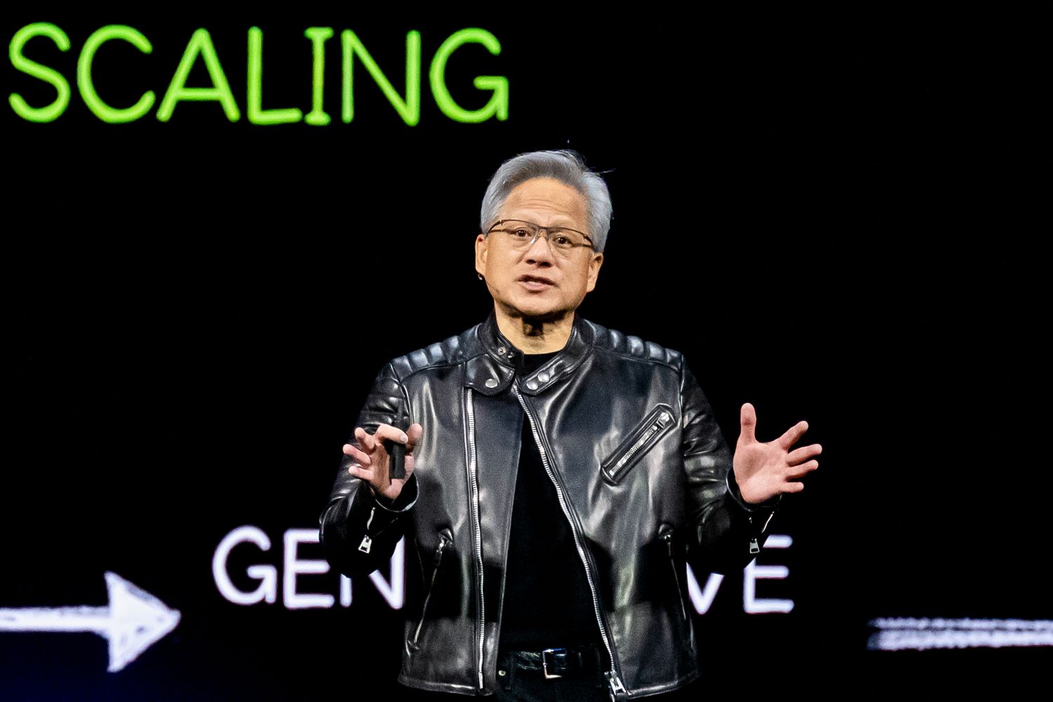 Jensen Huang, co-founder and chief executive officer of Nvidia Corp., speaks during the Nvidia GPU Technology Conference.
