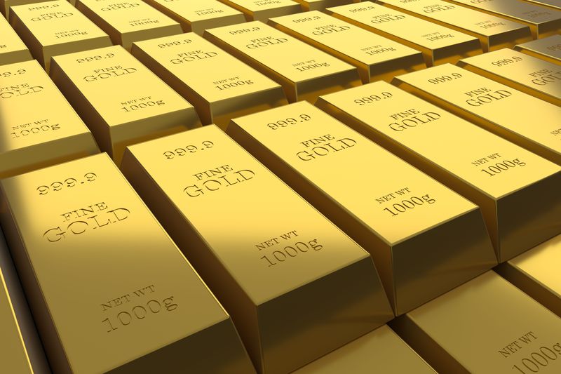Stacks of gold bars