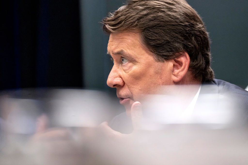 Senator Bill Hagerty, a Republican from Tennessee, at an interview during the Republican National Convention (RNC) in Milwaukee, Wisconsin, US, on Tuesday, July 16, 2024. The nitty-gritty details of Donald Trump's crypto policies haven't yet been ironed out, but based on his public remarks - echoed by the platform of the Republican National Convention - some potential winners and losers are emerging. Photographer: David Paul Morris/Bloomberg via Getty Images