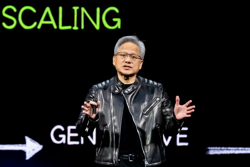 Jensen Huang, co-founder and chief executive officer of Nvidia Corp., speaks during the Nvidia GPU Technology Conference.