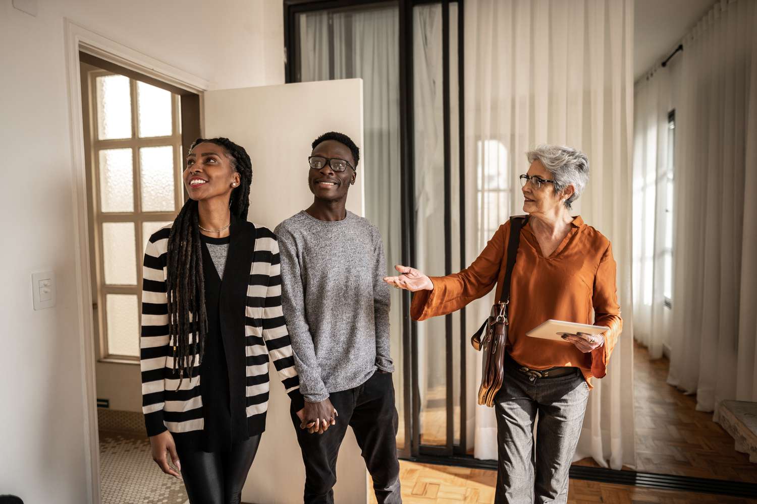 New homebuyers view a property.