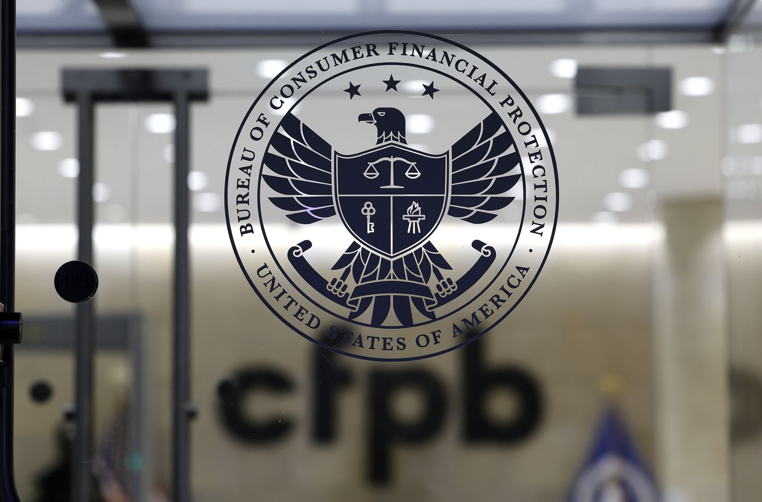 The entrance to the Consumer Financial Protection Bureau (CFPB) headquarters