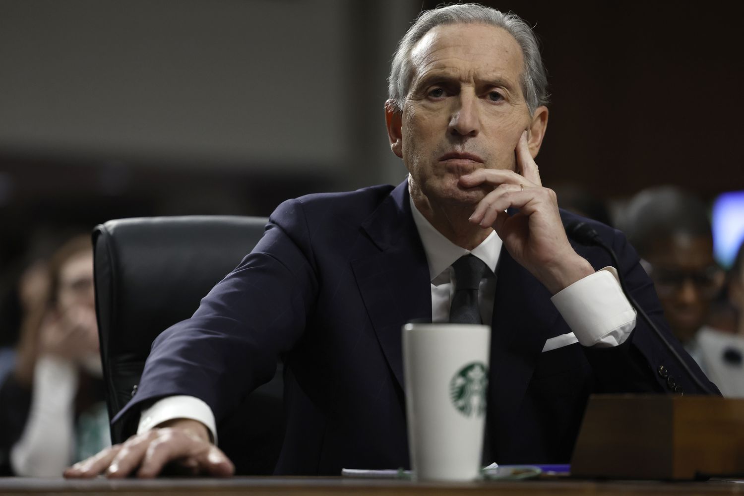 Former Starbucks CEO Howard Schultz testifies before the Senate Health, Education, Labor, and Pensions Committee in the Dirksen Senate Office Building on Capitol Hill on March 29, 2023 in Washington, DC.