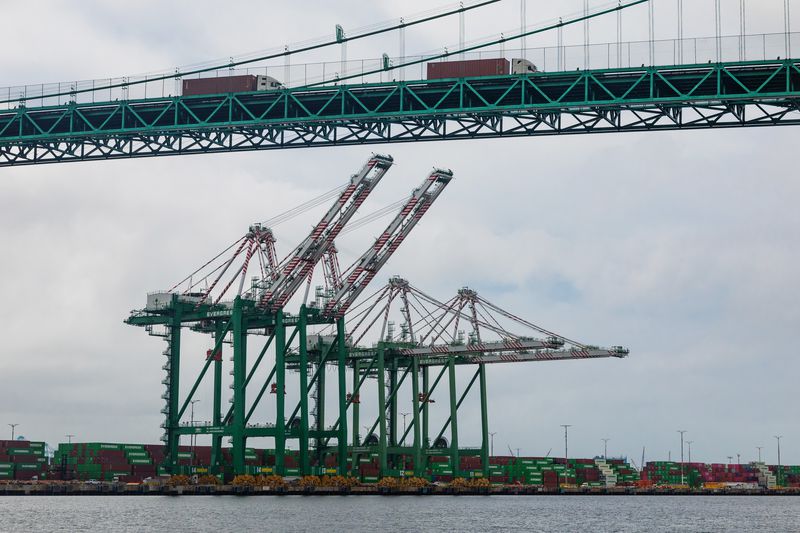 Idle gantry cranes at the Port of Los Angeles in Los Angeles, California, US, on Monday, May 12, 2025. 