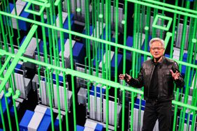 Nvidia co-founder and CEO Jensen Huang delivers the first keynote speech of Computex 2025 at the Taipei Music Center in Taipei .