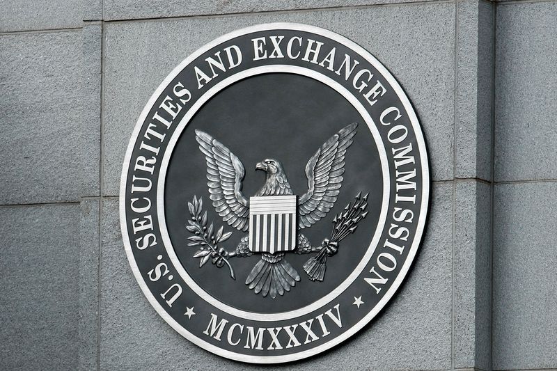 The U.S. Securities and Exchange Commission logo on the facade of the SEC building in Washington, D.C.