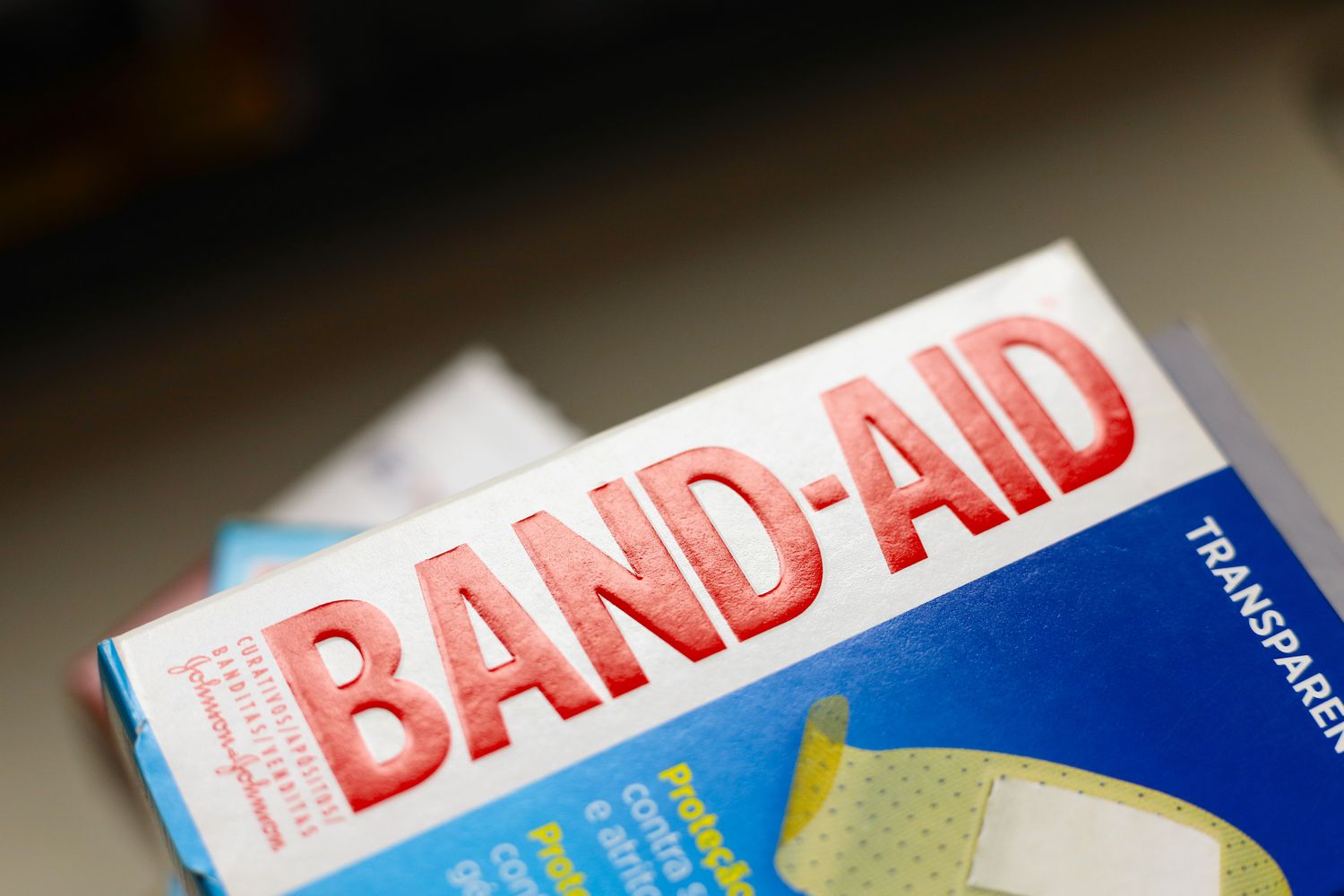 A view of a box of Band-Aid bandages