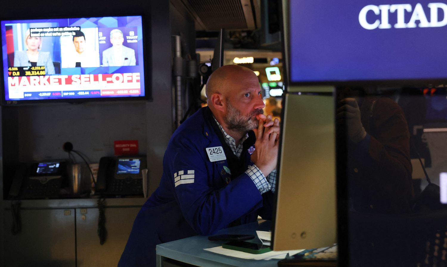 A trader works on the floor of the New York Stock Exchange