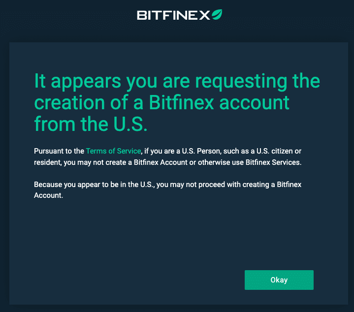 Bitfinex is not available to users in the United States
