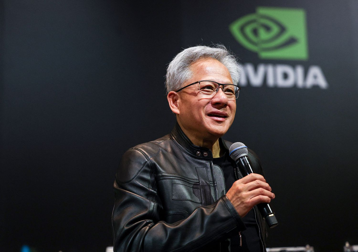 Jensen Huang, co-founder and CEO of Nvidia Corp., speaks during a news conference in Taipei.