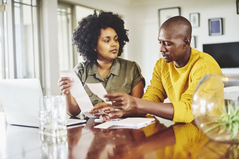Couple discussing bills