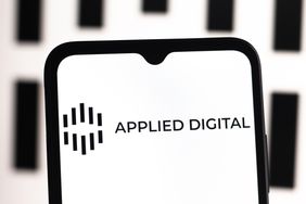 Applied Digital logo displayed on a smartphone screen.
