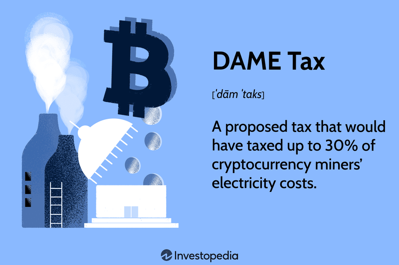 DAME Tax: A proposed tax that would have taxed up to 30% of cryptocurrency minersâ electricity costs.