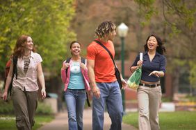 College students walking on campus