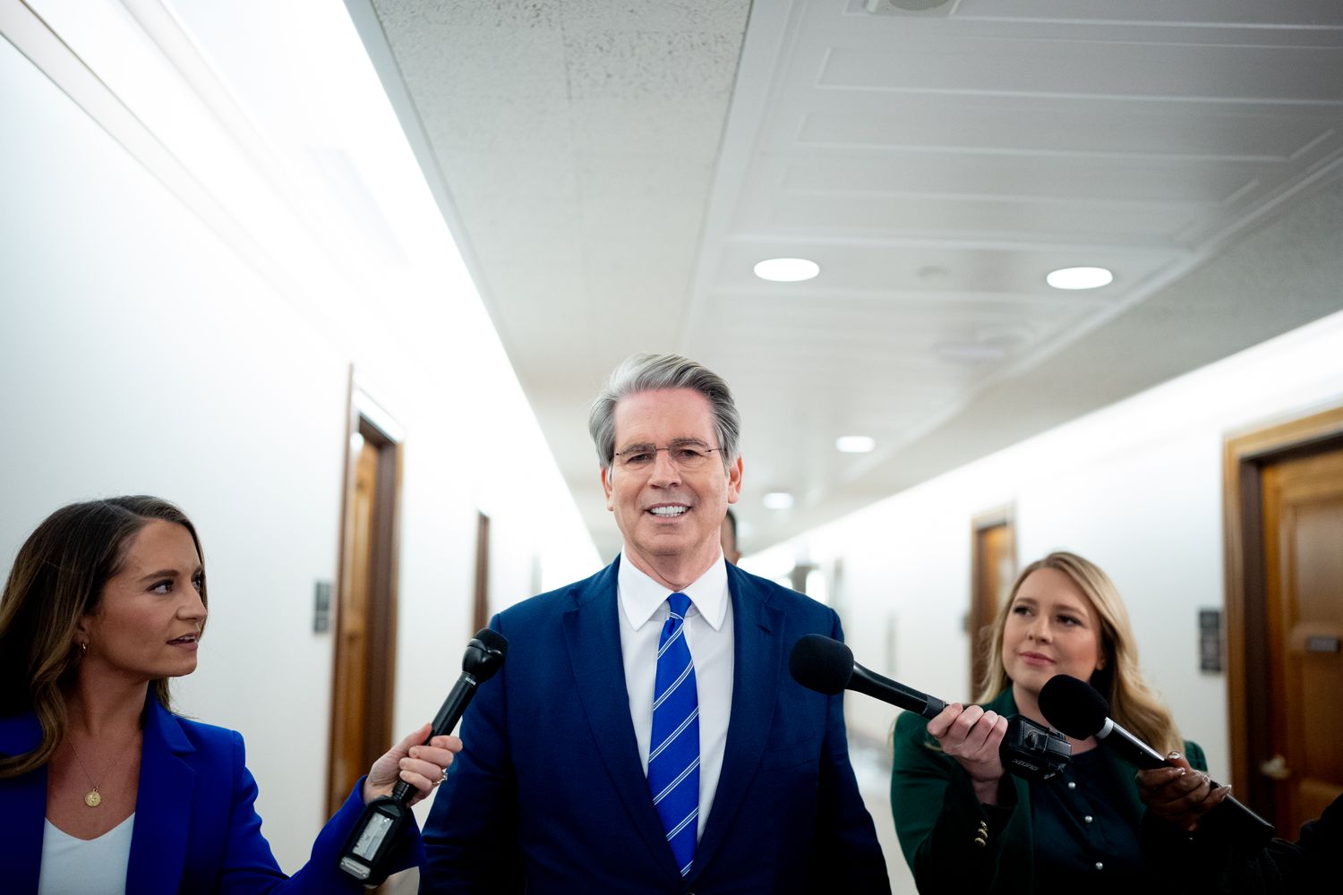 President-elect Donald Trump's nominee to be Treasury Secretary Scott Bessent arrives for a meeting with Sen. John Barrasso (R-WY) on Capitol Hill on December 4, 2024 in Washington, DC.