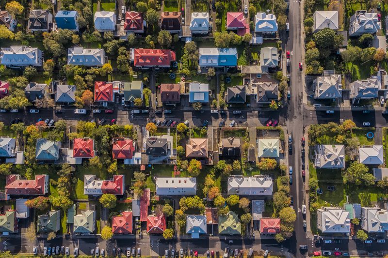 Aerial - Colorful Roof tops