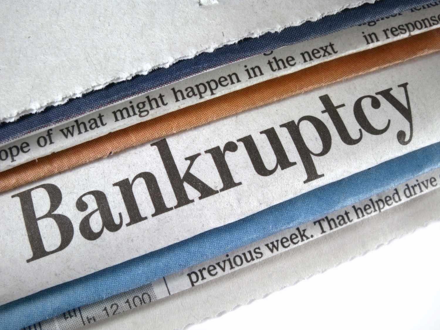 Newspaper headline "Bankruptcy"