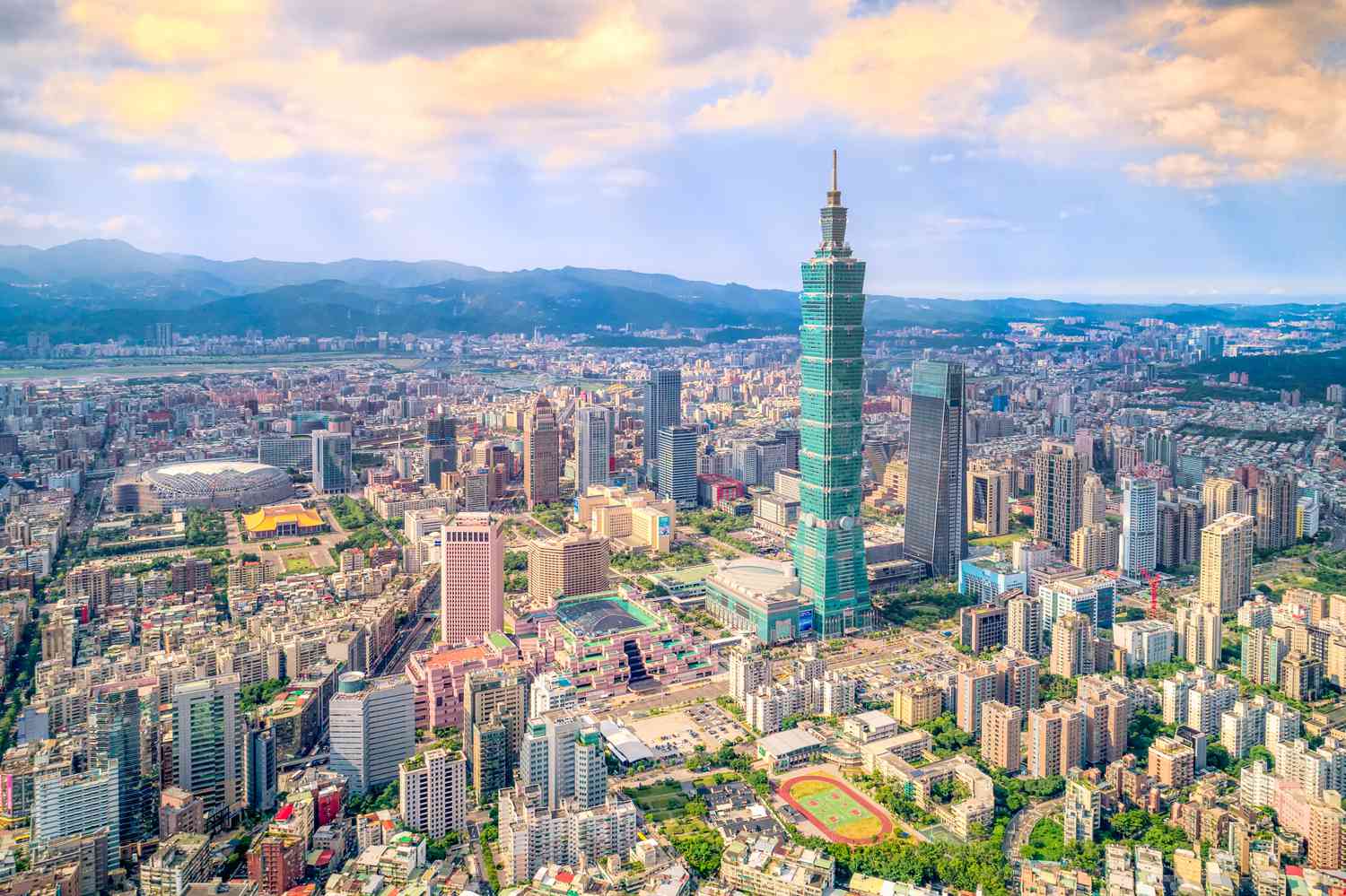 Aerial view of Taipei center and business district Taiwan