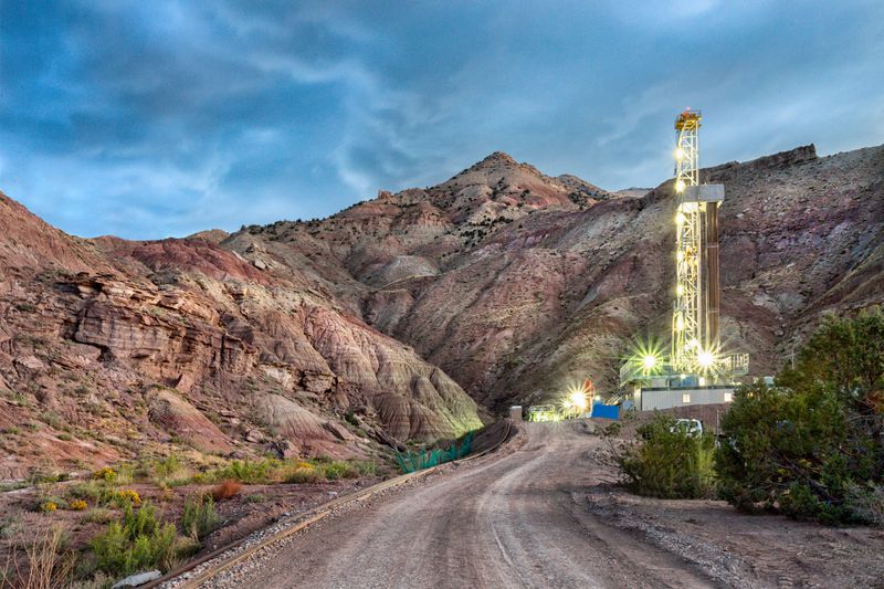 Fracking drill setup in the mountains