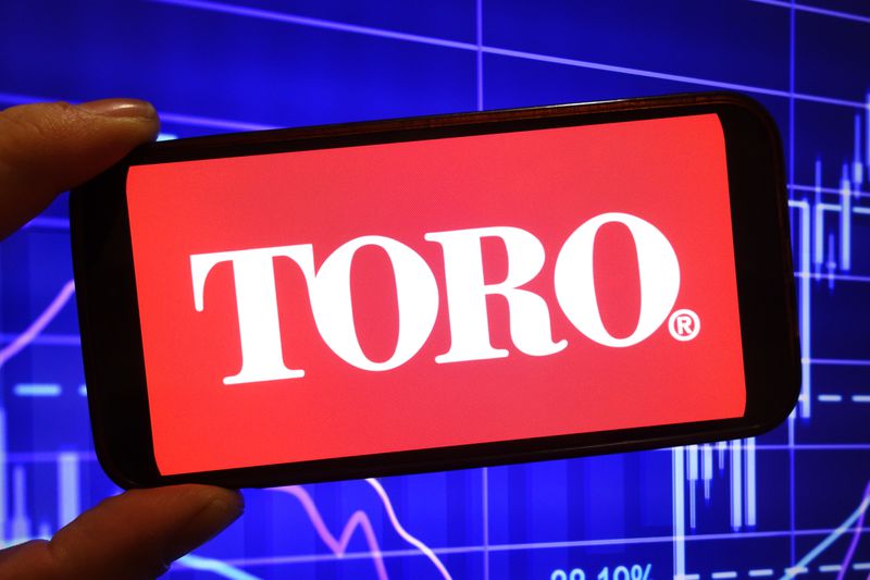The Toro Company logo is seen displayed on a smartphone screen