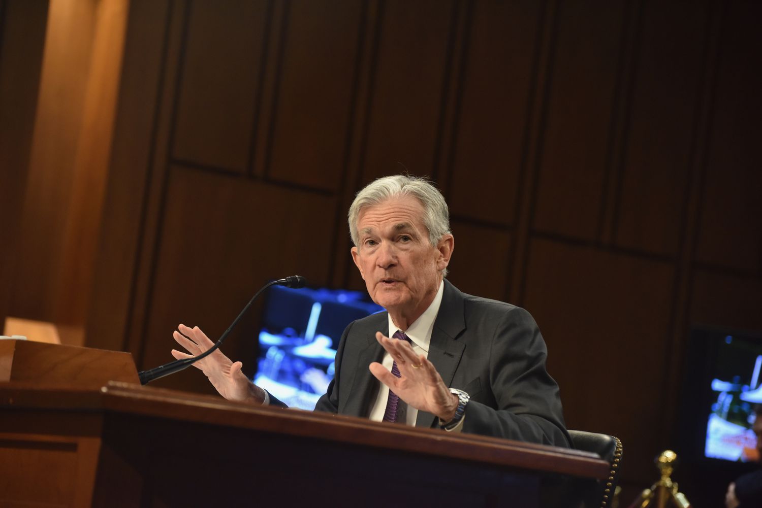 Jerome Powell, U.S. Federal Reserve chairman, testifies during a Senate Banking, Housing and Urban Affairs committee on "The Semiannual Monetary Policy Report to the Congress," on Capitol Hill on February 11, 2025 in Washington, DC.